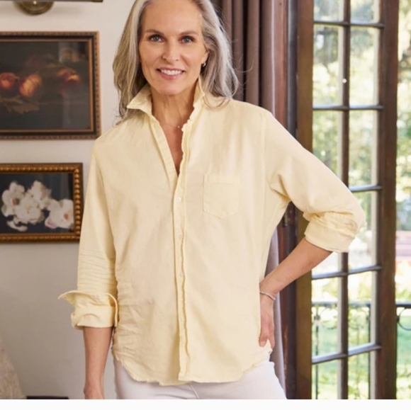Frank Eileen Barry Shirt Solid yellow button long sleeve cotton size XS - Picture 1 of 13